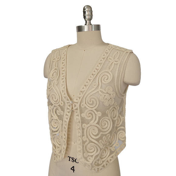 Vintage 90s Lace Vest Top Size S NWT Ice Deadstock Whimsygoth Ivory Romantic - Picture 4 of 6